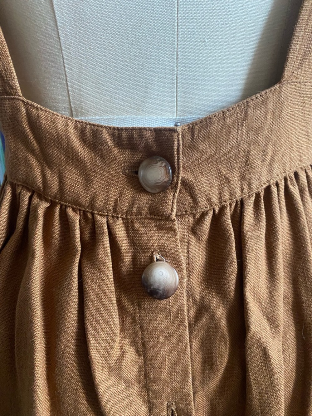 EUC SEZANE - Women’s Brown Linen Midi Dress with Pockets - Size 38EU - Picture 5 of 7